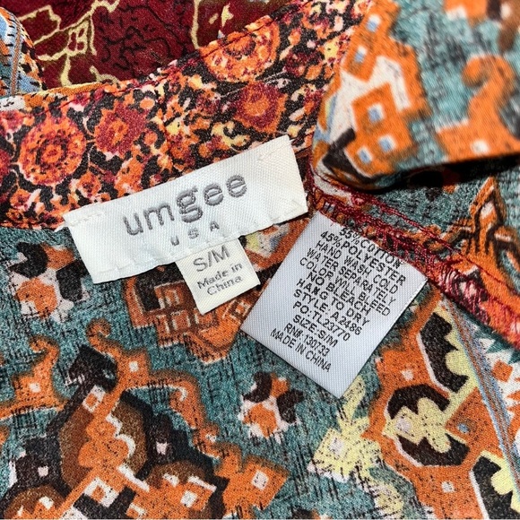 UMGEE Boho Patchwork Kimono with Pom Tassels Oversized Cover Up Top Brown M - Picture 7 of 7